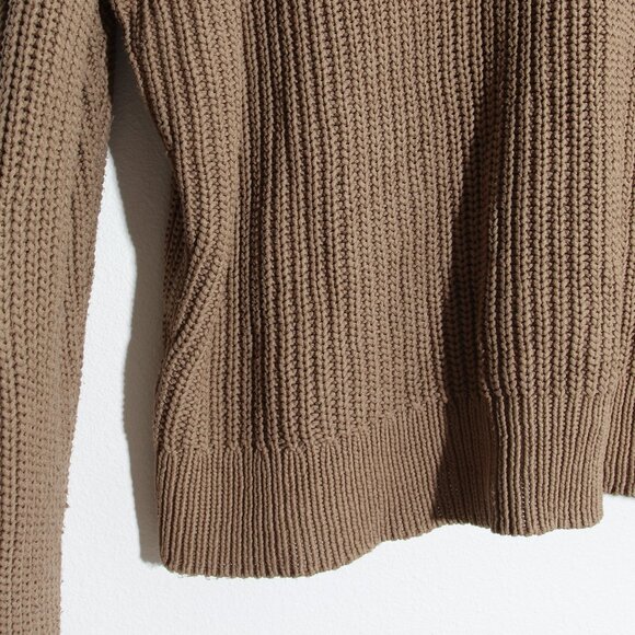 Jenni Kayne Cropped Cotton Cocoon Cardigan Mocha Button Front Ribbed Size Small - Picture 13 of 16